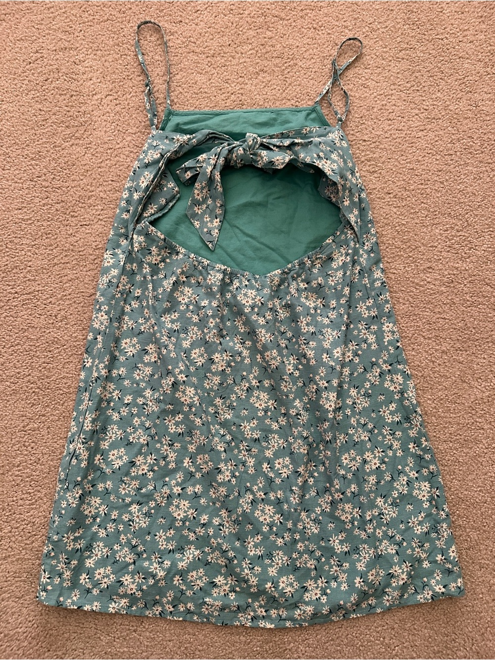 American Eagle Sage Green Daisy Floral Tie Back Mini Dress Size M